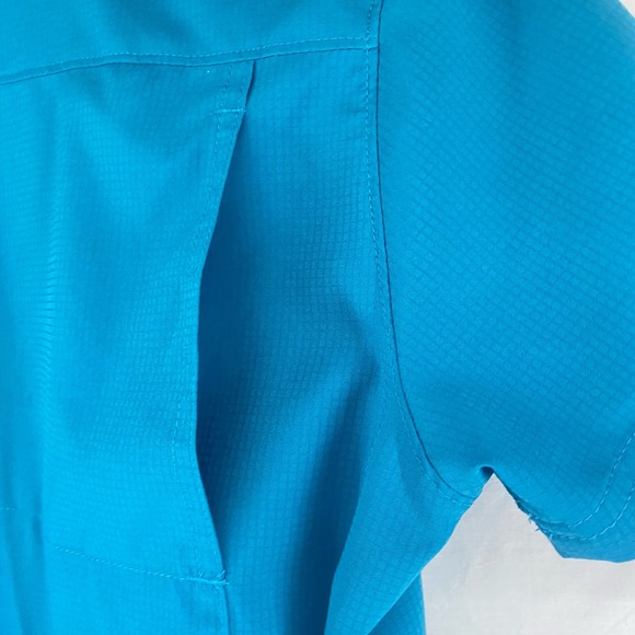 Columbia Omni-Shade Top Blue short sleeve button up women sz XS - Picture 7 of 10